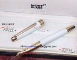 Perfect Replica New Montblanc Meisterstuck Solitaire White Fountain Pen with Gold Clip